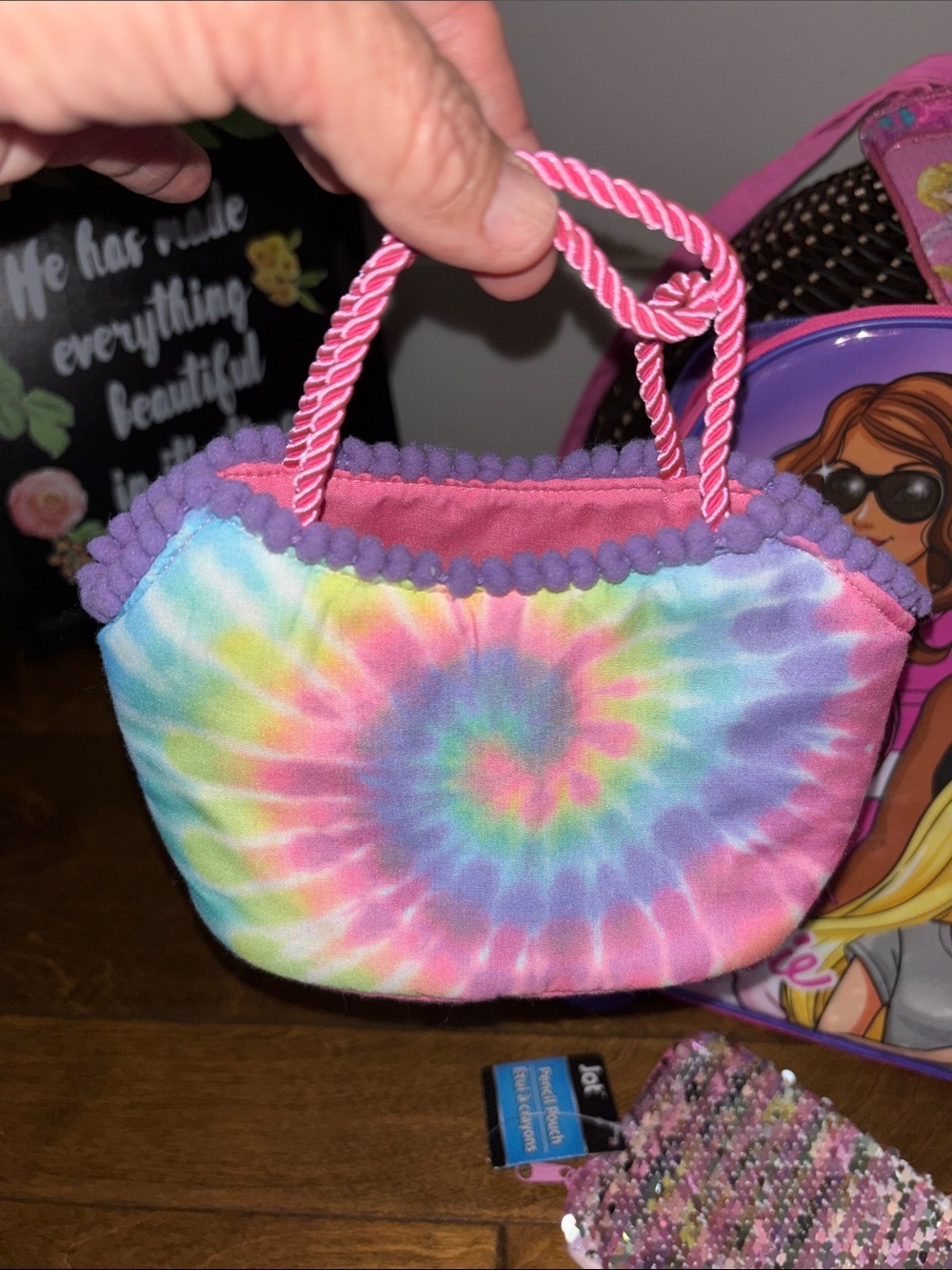 Barbie Pink and Purple Character Backpack with Sequin Purse and Accessories - Picture 5 of 13